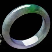 冰种春带彩缅甸翡翠A货手镯（56.8mm）