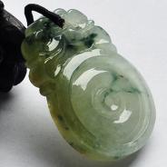 冰种黄翡飘花缅甸翡翠A货福在眼前挂件