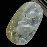 冰种黄翡缅甸翡翠A货年年有余挂件