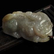 糯冰种淡黄翡缅甸翡翠A货招财进宝手玩件