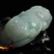 糯冰种晴水缅甸翡翠A货财源广进手玩件