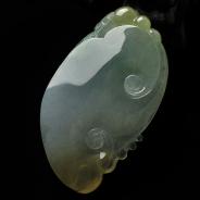 冰种黄翡略飘花缅甸翡翠A货玉鼠如意挂件