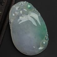 糯冰种春带彩缅甸翡翠A货福瓜挂件