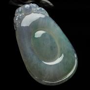 糯冰种春带彩缅甸翡翠A货福在眼前挂件
