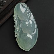 冰种晴水缅甸翡翠A货四季豆挂件