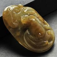 冰种褐黄翡缅甸翡翠A货福寿如意挂件