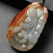糯冰种红黄翡缅甸翡翠A货蝶恋花挂件
