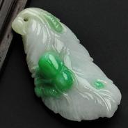 细糯种飘翠缅甸翡翠A货寻枝摘叶挂件