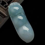 糯冰种晴水缅甸翡翠A货四季豆挂件