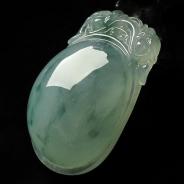 冰种飘花缅甸翡翠A货福瓜挂件