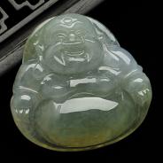 冰种淡黄翡缅甸翡翠A货玉佛挂件