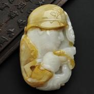 细糯种黄翡缅甸翡翠A货狙击手挂件