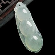 feicui冰种晴水缅甸翡翠A货四季豆挂件