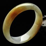 糯冰种黄翡缅甸翡翠A货手镯（52.8mm）