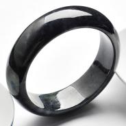 细糯种黑色缅甸翡翠A货手镯（57mm）