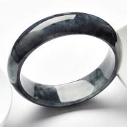 细糯种黑色缅甸翡翠A货手镯（58.2mm）