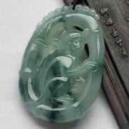 糯冰种飘花缅甸翡翠A货灵猴献寿挂件
