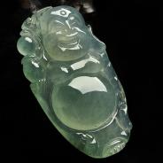 冰种晴水缅甸翡翠A货逍遥佛挂件