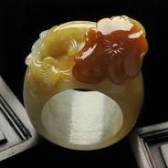 细糯种红黄翡略飘翠缅甸翡翠A货指环（20.3mm）