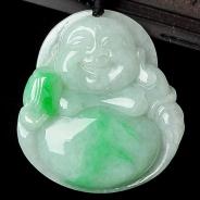 糯冰种翠色缅甸翡翠A货玉佛挂件