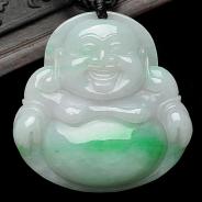 糯冰种翠色略带紫罗兰缅甸翡翠A货玉佛挂件