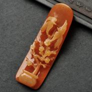 糯冰种红黄翡缅甸翡翠A货喜上眉梢挂件