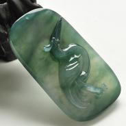 冰种飘花缅甸翡翠A货仙鹤挂件