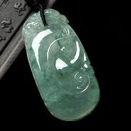 冰种飘花缅甸翡翠A货翡翠如意寿挂件