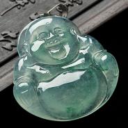 冰种飘花缅甸翡翠A货翡翠玉佛挂件
