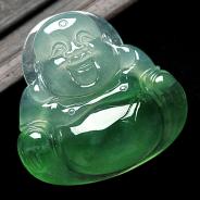 冰种翠色缅甸翡翠A货翡翠玉佛