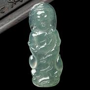 冰种晴水缅甸翡翠A货翡翠站观音挂件