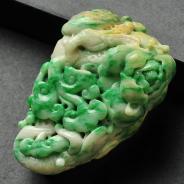 细糯种黄加绿缅甸翡翠A货花开富贵手玩件