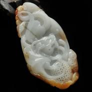糯冰种红黄翡缅甸翡翠A货飞龙在天挂件