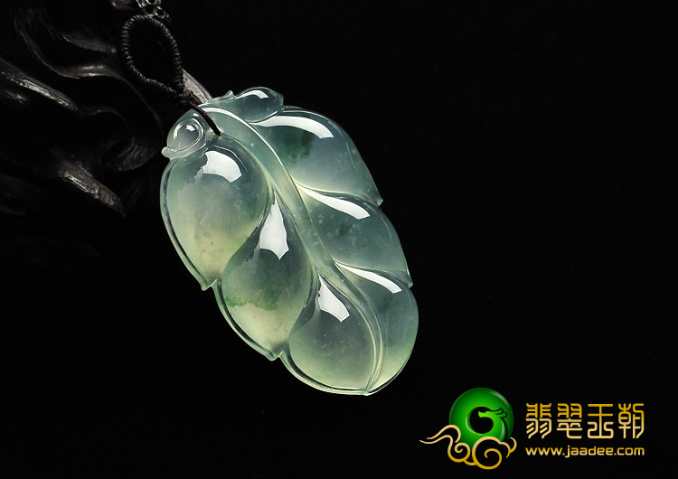 冰玻种飘花缅甸翡翠A货叶子挂件