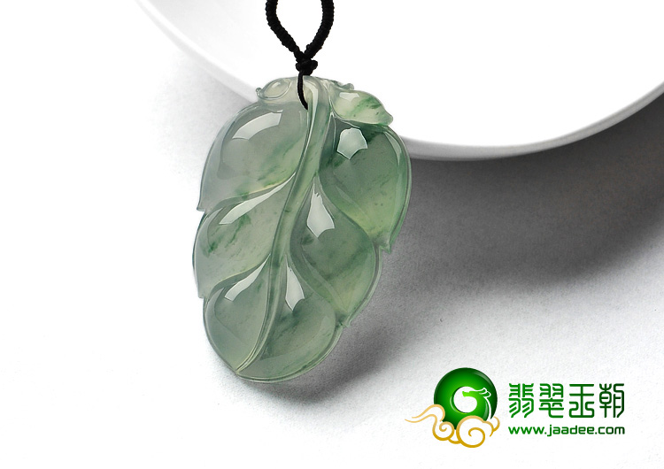 冰玻种飘花缅甸翡翠A货叶子挂件