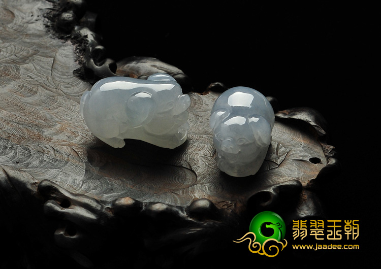 feicui糯冰种晴水缅甸翡翠A货福猪挂件（单价）