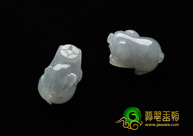 feicui糯冰种晴水缅甸翡翠A货福猪挂件（单价）