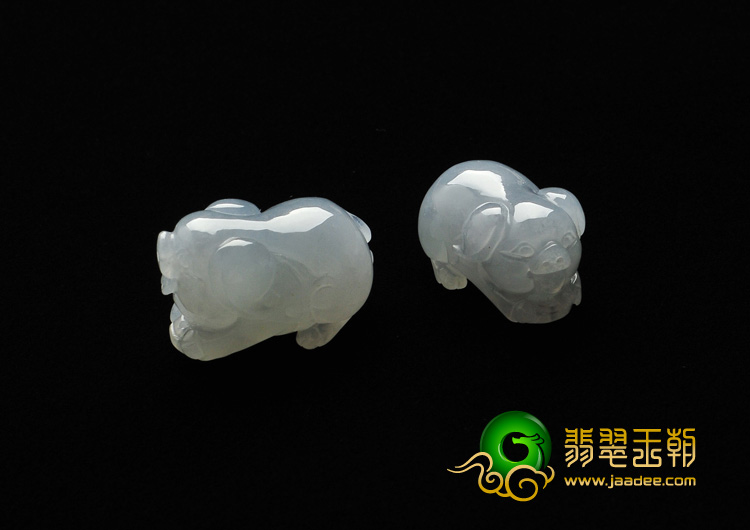 feicui糯冰种晴水缅甸翡翠A货福猪挂件（单价）