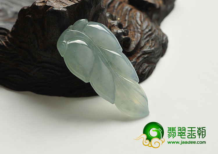 冰种略飘花缅甸翡翠A货叶子挂件