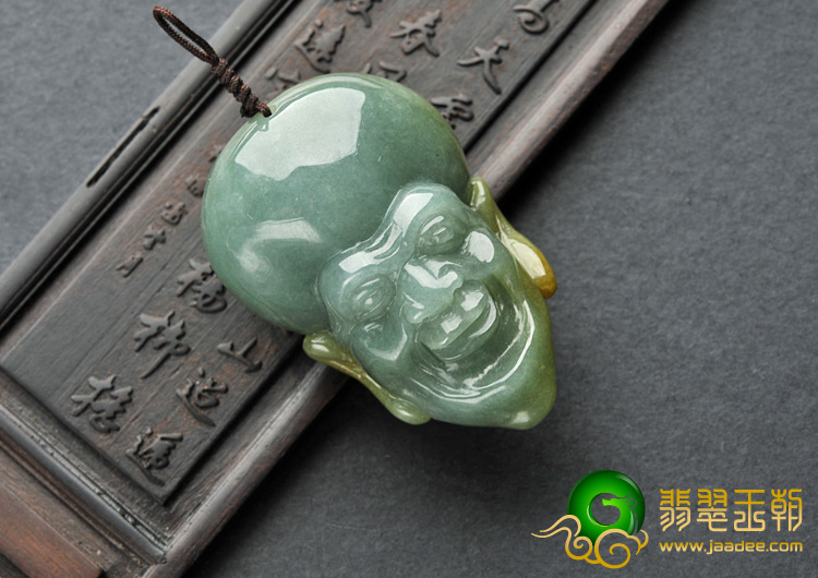 细糯种褐黄翡缅甸翡翠A货寿星挂件