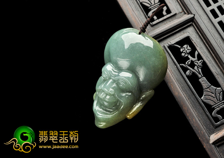 细糯种褐黄翡缅甸翡翠A货寿星挂件