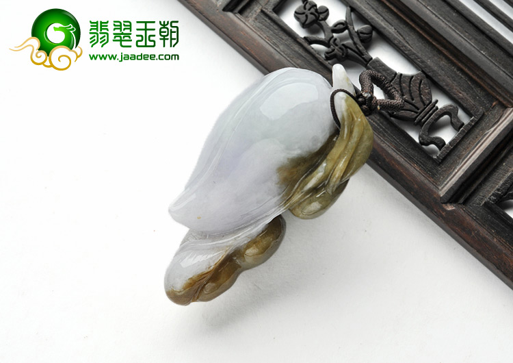 feicui糯冰种紫罗兰带褐黄翡缅甸翡翠A货福寿双全挂件