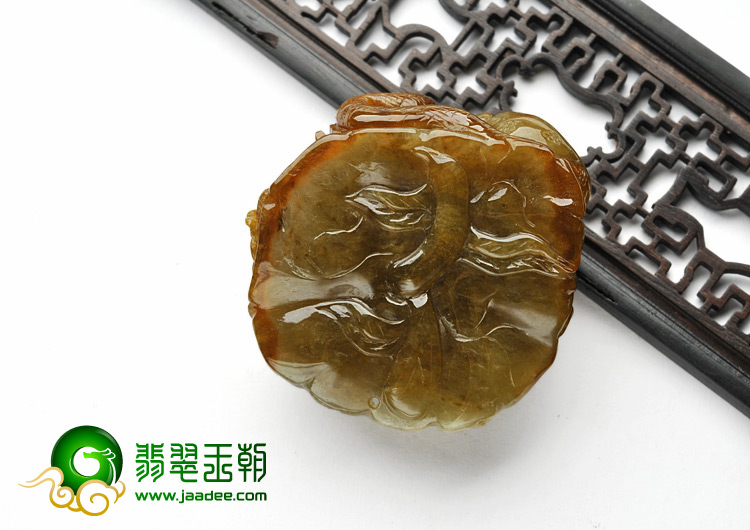 糯冰种褐黄翡缅甸翡翠A货五毒俱全挂件