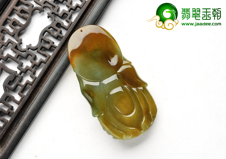 细糯种褐黄翡缅甸翡翠A货关公挂件