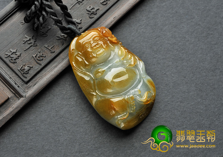 糯冰种褐黄翡缅甸翡翠A货玉佛挂件