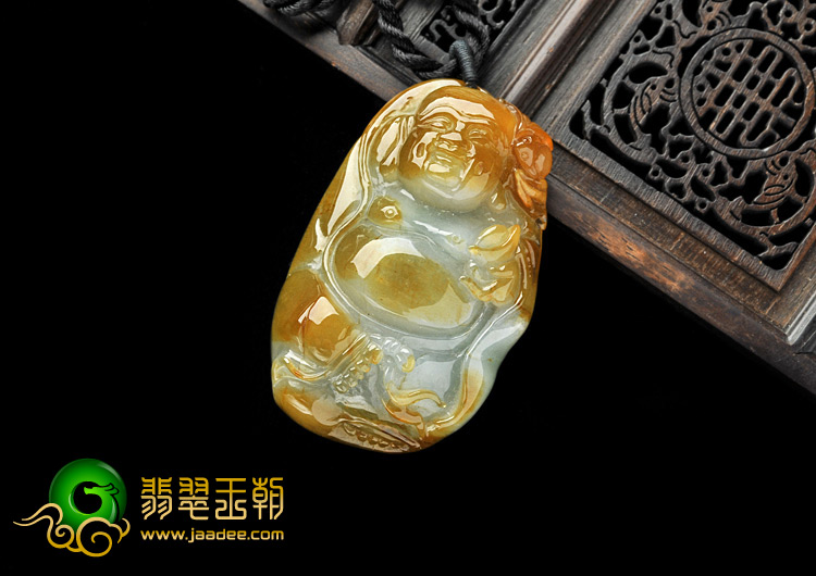 糯冰种褐黄翡缅甸翡翠A货玉佛挂件
