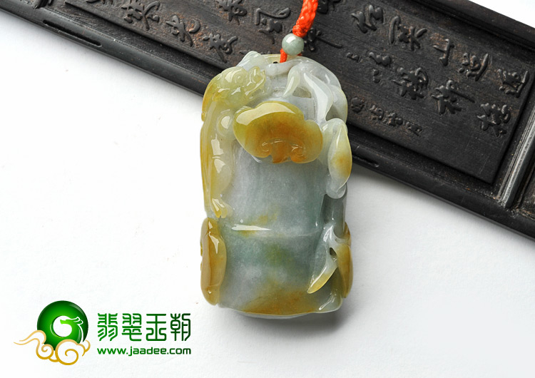 糯冰种褐黄翡缅甸翡翠A货节节高挂件