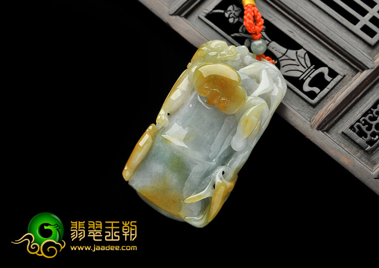 糯冰种褐黄翡缅甸翡翠A货节节高挂件