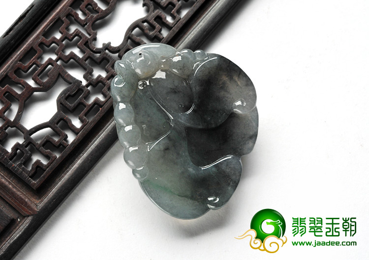 糯冰种（乌鸡种）墨色缅甸翡翠A货金玉满堂挂件