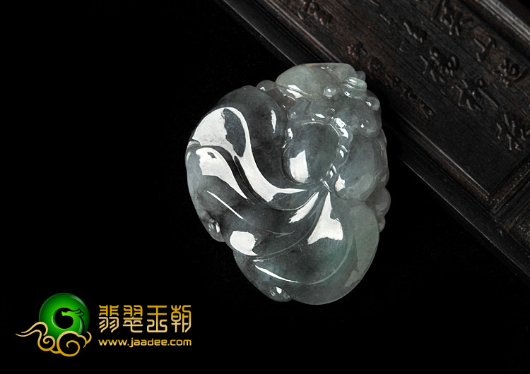 糯冰种（乌鸡种）墨色缅甸翡翠A货金玉满堂挂件